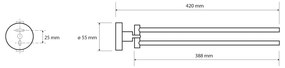 Sapho Sapho, X-ROUND dvojitý držiak uterákov otočný 420mm, chróm, XR405