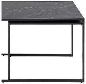 Matne čierne konferenčné stolíky v súprave 3 ks s doskou v dekore mramoru 60x120 cm Infinity – Actona