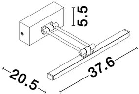 LED nástenné svietidlo Marnell 37.6 mosadz