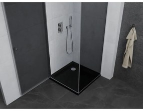 Mexen Pretoria, sprchovací kút 90 (dvere) x 90 (stena) cm, 6mm šedé sklo, chrómový profil + čierna sprchová vanička, 852-090-090-01-40-4070