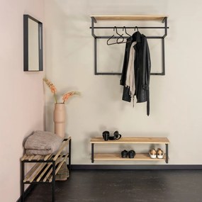 Kovový nástenný vešiak v čierno-prírodnej farbe s poličkou Rizzoli – Spinder Design