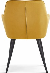 Jedálenská stolička VARSI zamatová, horčicová / čierne nohy