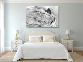 Obraz slobodný anjel v čiernobielom prevedení - 90x60
