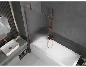 Mexen Next, vaňová zástena 1-krídlová 80 x 150 cm, fixné krídlo, 6 mm sklo s pruhmi, ružové zlato profil, 895-080-000-00-09-60