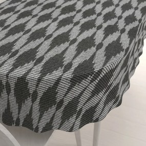 Biante Dekoračný oválny obrus Leona LN-048 Tmavo sivé obrazce a pásiky 120x140 cm