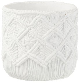 Biely cementový kvetináč s drhaným vzorom Scrubb - Ø20*18 cm