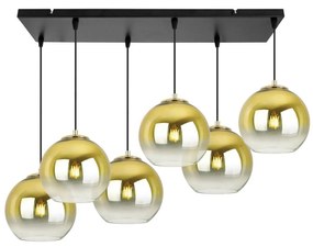 Závesné svietidlo Bergen Gold, 6x zlaté/transparentné sklenené tienidlo (fi 20cm)