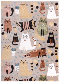 Dywany Łuszczów, Detský kusový koberec Fun Kittens Cats beige, 160x220, viacfarebná, detská izba