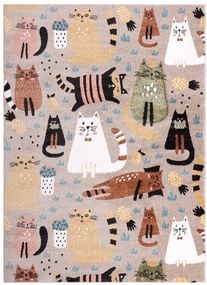 Dywany Łuszczów Detský kusový koberec Fun Kittens Cats beige - 180x270 cm