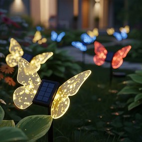 Exteriérové solárne zapichovacie svietidlo Butterfly, RGB