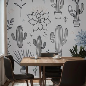 Fototapeta - Kreslené sukulenty (147x102 cm)