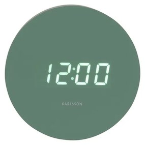 Karlsson 5981GR dizajnové LED hodiny s budíkomzelené, priemer 9 cm