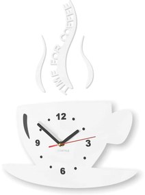 Nástenné hodiny Time for coffee biela