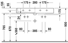 Duravit Vero - Umývadlo 1000x470 mm, s prepadom, biela 0454100026