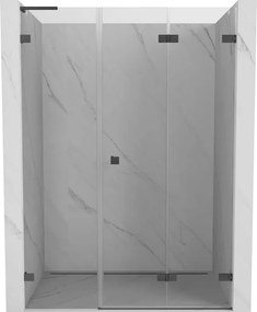 Mexen Lunar-F, L pravé sklápacie sprchové dvere 130 cm, 8mm číre sklo, brúsený grafit profil, 836SL-130-050-66-00-P
