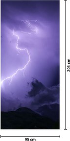 Fototapeta na dvere - Fialová obloha a blesk (95x205cm)