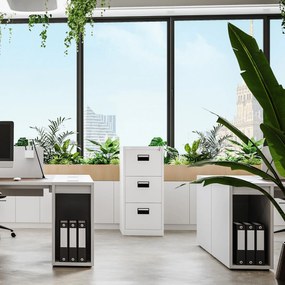 Kovová kartotéka, 3 zásuvky SARA V3, 460 x 1020 x 620 mm, biela