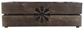 AMADEA Drevený vianočný kvetináč s vločkou tmavý, vo vnútri s čiernou fóliou, 52x21,5x17cm, český výrobok