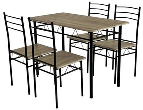 Jedálenský set Metabolicas (dub sonoma + čierna) (pre 4 osoby). Vlastná spoľahlivá doprava až k Vám domov. 1116415