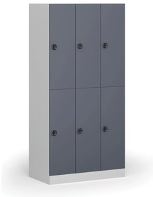 Šatníková skrinka s úložnými boxmi, 6 boxov, 1850 x 900 x 500 mm, demont, kódový zámok, tmavosivé dvere