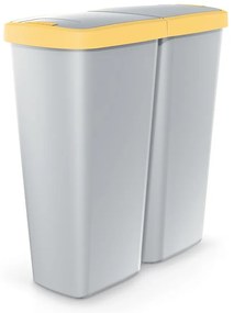 Odpadkový kôš DUO sivý, 50 l, žltá / sivá