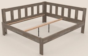 Rohová posteľ so zástenou vľavo Tema L 180x200 cm, šedý buk