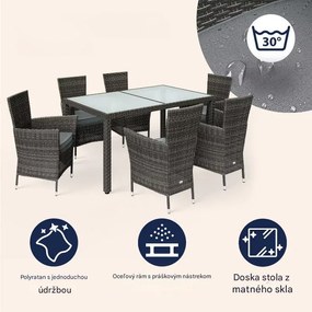 InternetovaZahrada Záhradná ratanová zostava Berlin 1+6 - sivá/antracit