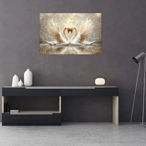 Obraz - Zlaté labute (90x60 cm)