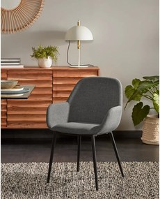 Antracitové čalúnené jedálenské kreslo Konna – Kave Home