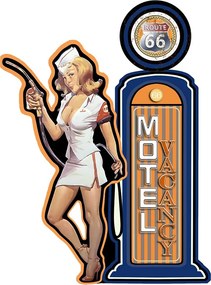 Nástenná kovová ceduľa Motel Route 66 - 48*1*65 cm