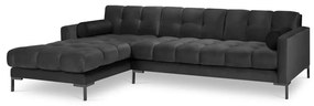 Tmavosivá zamatová rohová pohovka Cosmopolitan Design Bali, ľavý roh