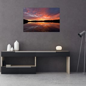 Obraz - Západ slnka nad jazerom (90x60 cm)