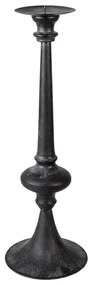 Kovový čierny svietnik s patinou Coretta - Ø 15*45 cm