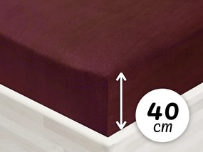 Jersey napínacie prestieradlo na extra vysoký matrac JR-011 Bordó 100 x 200 - výška 40 cm