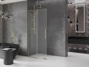 Mexen Velar L, posuvná sprchová zástena Walk-in 110 x 200 cm, 8mm sklo námraza, zlatá lesklá, 871-110-003-33-50