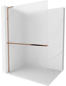 Mexen Kioto+ L, sprchová zástena Walk-In s poličkou a vešiakom 120 x 200 cm, 8mm sklo námraza, ružové zlato profil, 800-120-123-60-30