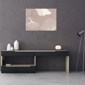 Sklenený obraz - Béžové listy N⁰1 (70x50 cm)
