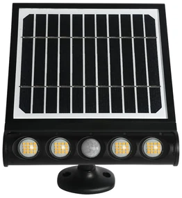 Exteriérové solárne LED svietidlo Talent, 4x LED 8w, čierna, pohybový senzor