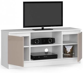 Stolík pod TV RTV 120 2D 1P biely / cappuccino, lesk