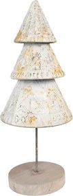 Bílý antik kovový dekorační stromek - Ø 12*32 cm