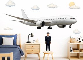 Lietadlo Boeing textilní prelepiteľná nálepka na stenu list 75 x 21 cm
