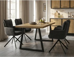 Jedálenský stôl 160x90 cm, rozkladací HT-R5624 OAK dub / čierne nohy