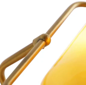 Klasická notárska lampa bronzová s jantárovým sklom - Banker
