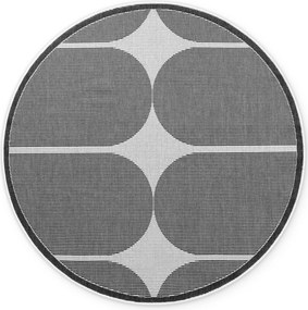 NORTHRUGS, Kusový koberec Duet Bowen 106244 Black/White kruh - na von aj na doma, 160x160 (priemer) kruh, čiernobiela, chodba / predsieň