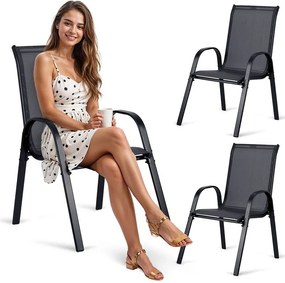 TRENDIE Záhradné stoličky sada 4ks čierne