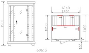 Sanotechnik - CARMEN Infračervená sauna pre 2 osoby 124 x 116 x 190 cm