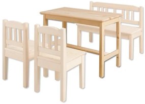 Detský drevený jedálenský stolík z masívu borovice