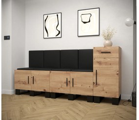 Predsieňová zostava Amanda 17 (dub artisan + čierna ekokoža). Vlastná spoľahlivá doprava až k Vám domov. 1086009