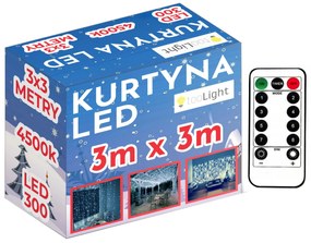Tutumi, LED svetelný záves 300 diód 3x3m 311334A, studená biela, CHR-06322