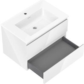 Mexen Orio, kúpeľňová skrinka 70 cm s umývadlom Otis, 2 zásuvky, biela lesklá, 91A10-07047-2-BFF00-W18M00